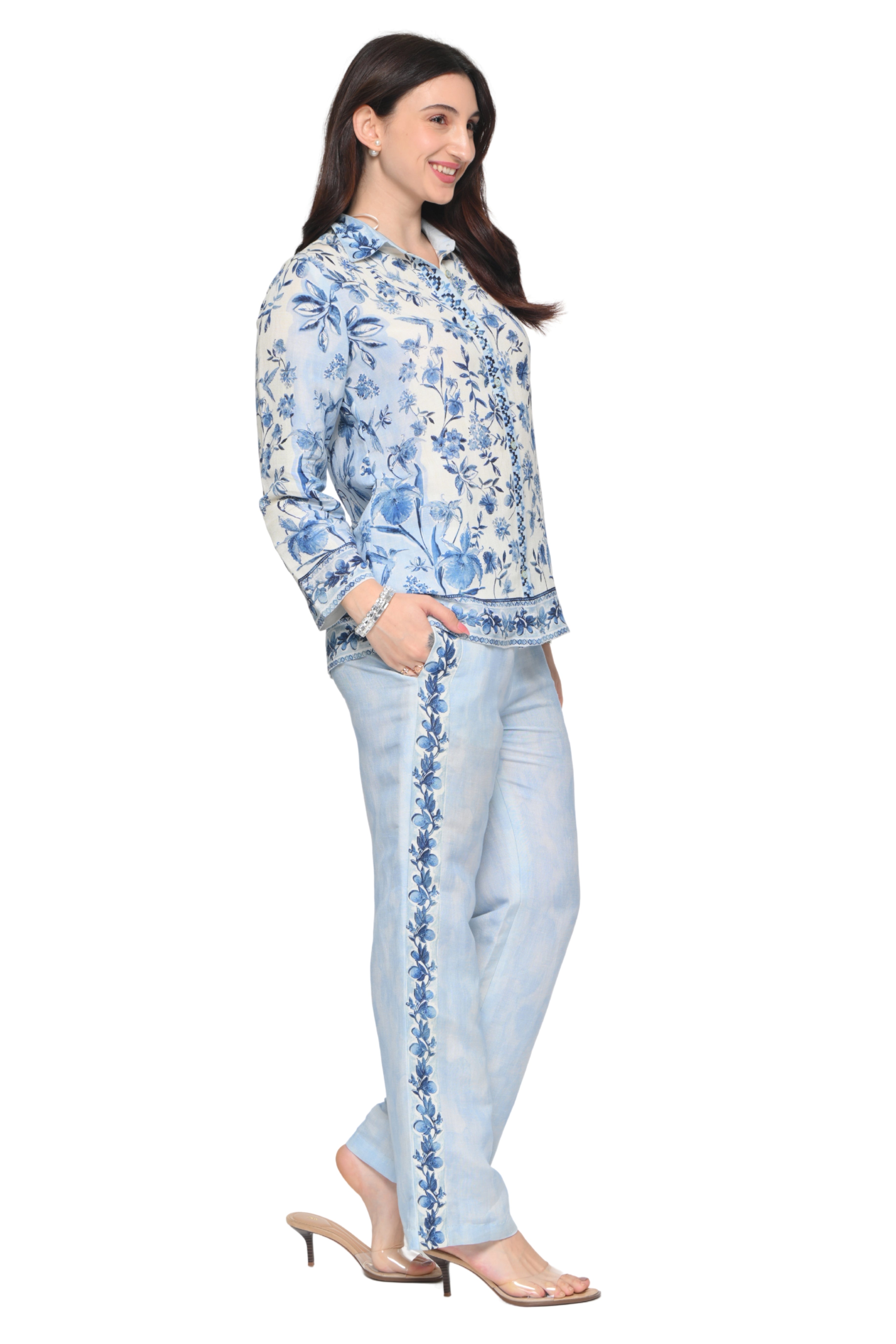 Taroob Mono-tone Garden Rhapsody Linen Co-ord Set