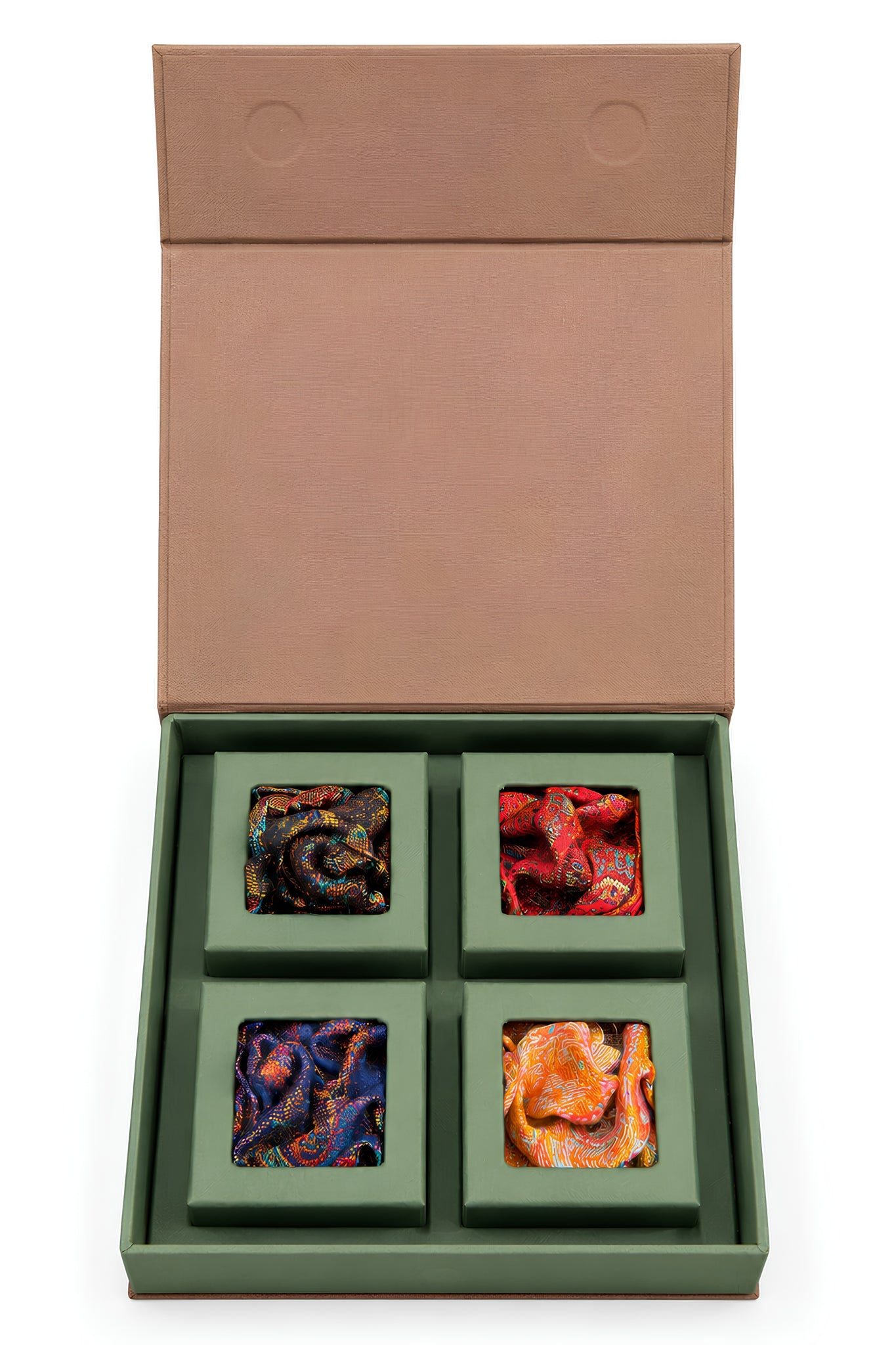 Premium Jamawar Pocket Squares Box of 4 Taroob