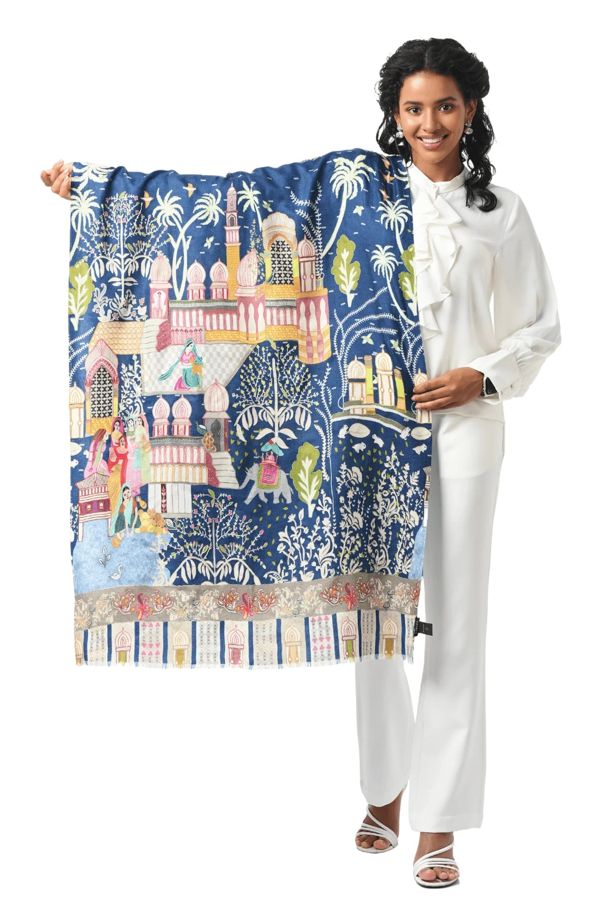 Taroob His & Her Gift Set of Men's Pocket Square & Women's Kalamkari Stole