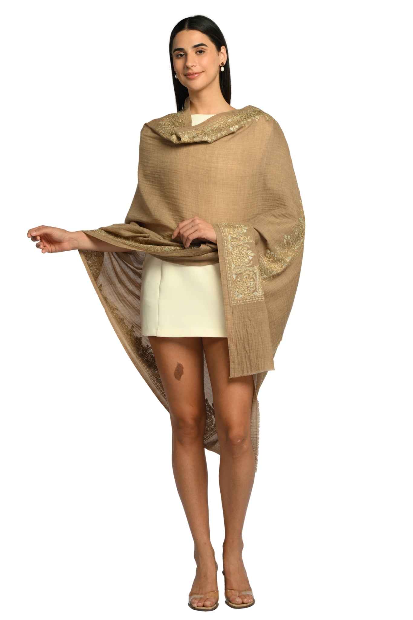 Taroob Signature Tilla Border Wool Shawl