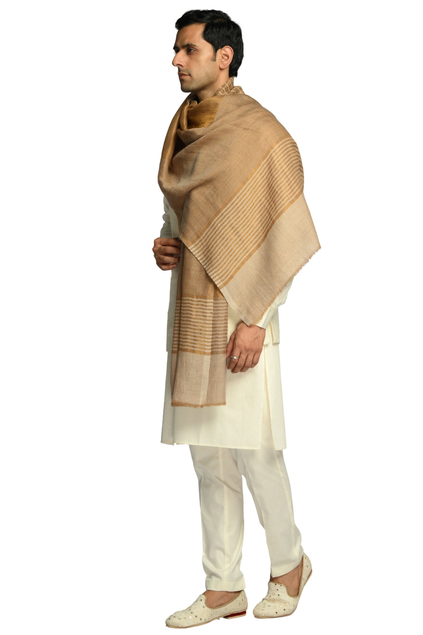 Taroob Fine Wool Antique Gold Striper Stole