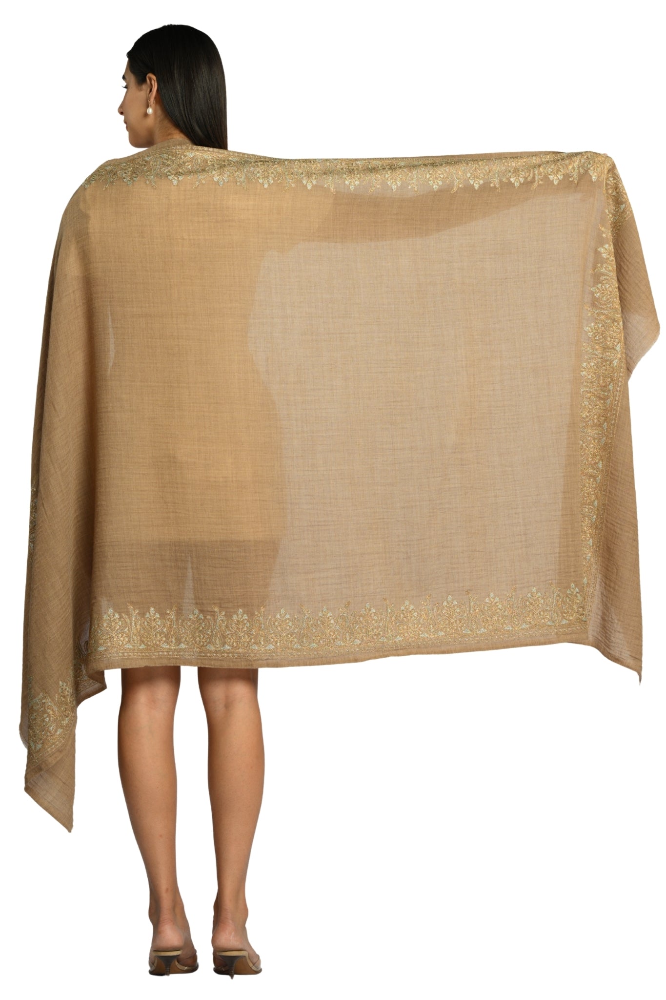 Taroob Signature Tilla Border Wool Shawl