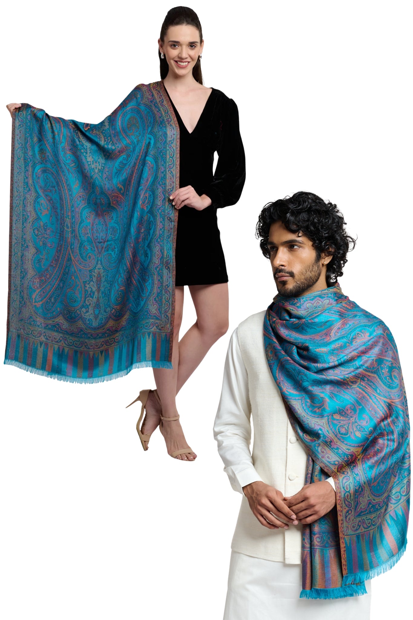 Taroob Gift Set of Paisley Silk Jamawar Stole or Him or Her ( Unisex Stole )