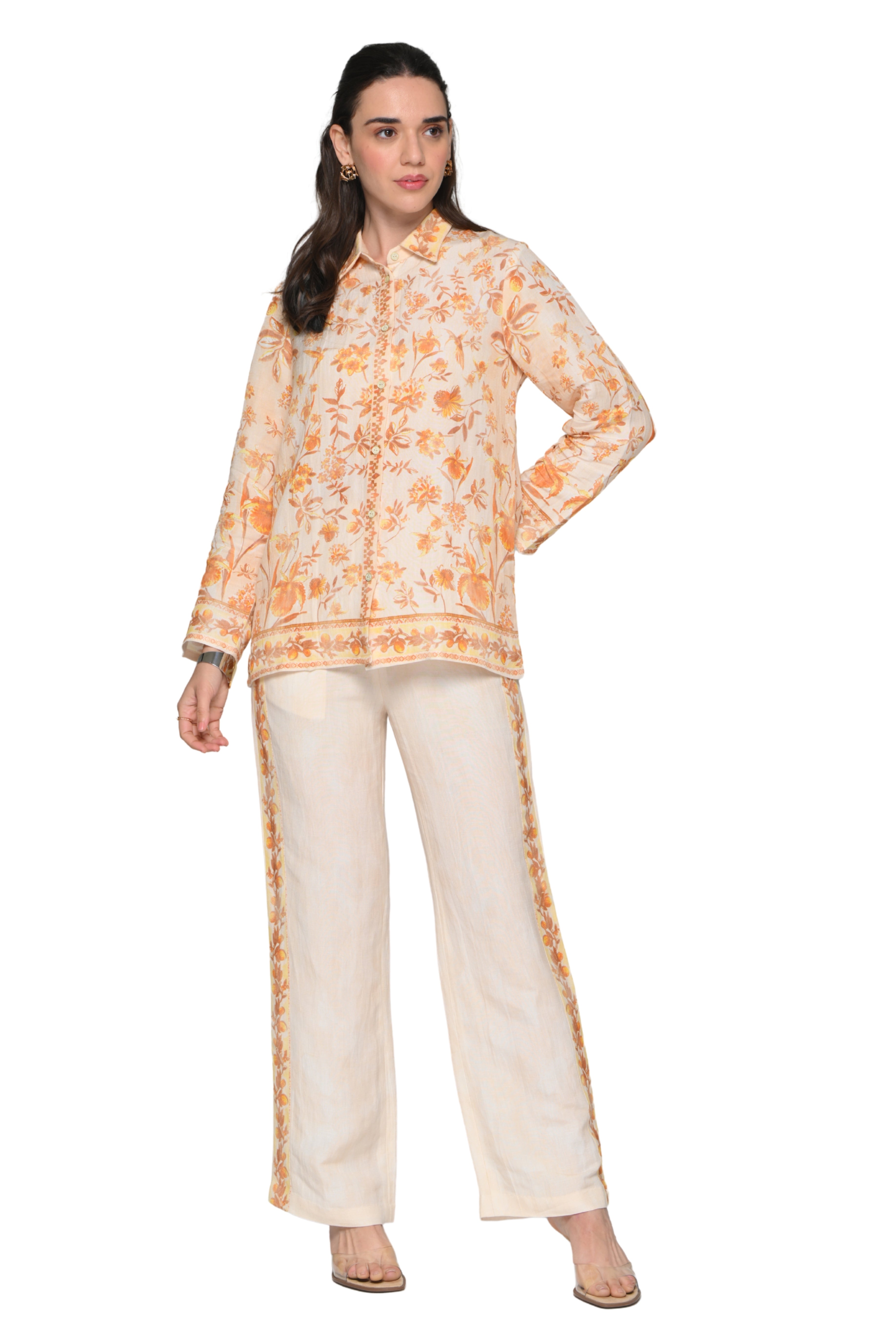 Taroob Mono-tone Garden Rhapsody Linen Co-ord Set