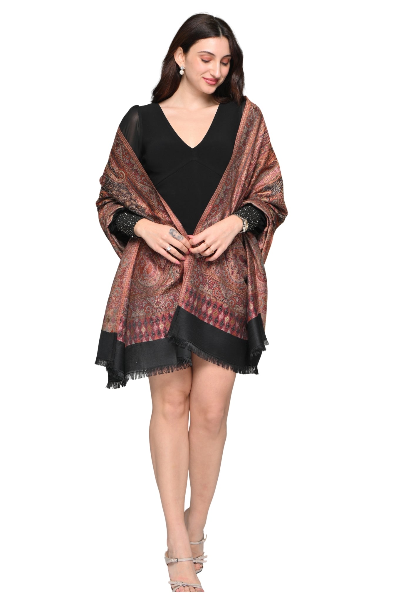 Taroob Faux Pashmina Antique Jamawar Stole