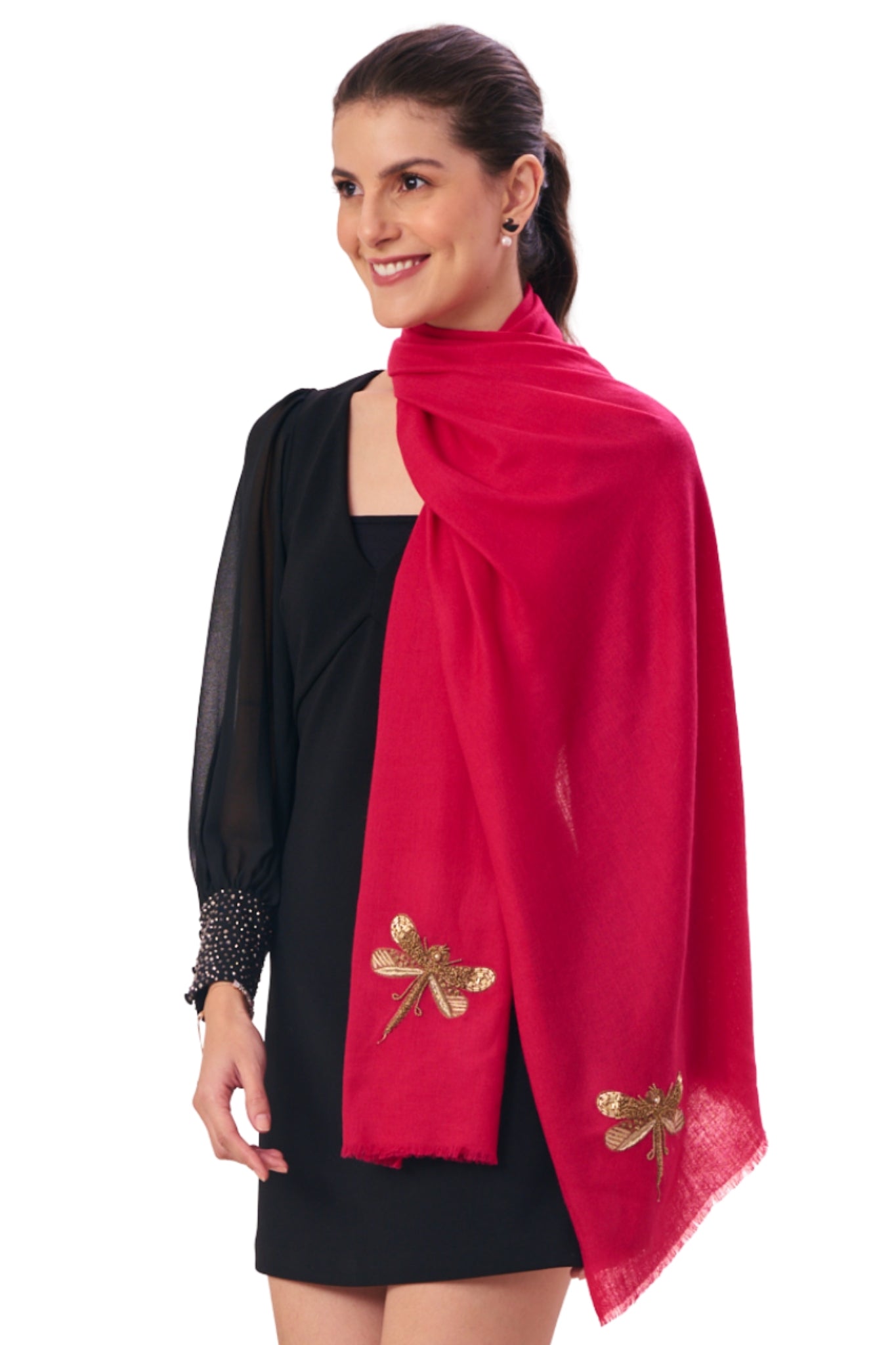 Taroob Gift Set of Hand Embellished Wool Silk Stole for Her