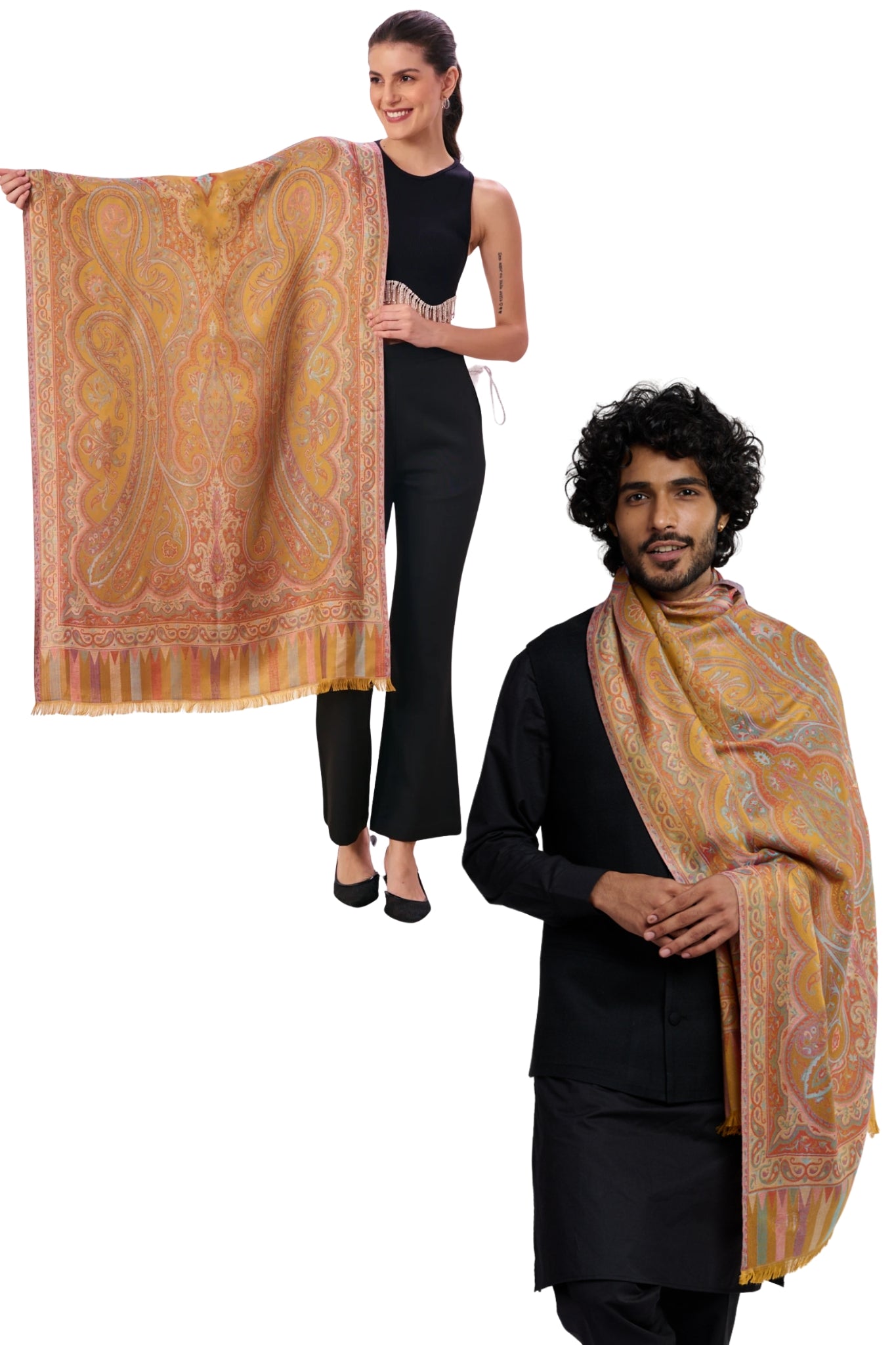 Taroob Gift Set of Paisley Silk Jamawar Stole or Him or Her ( Unisex Stole )