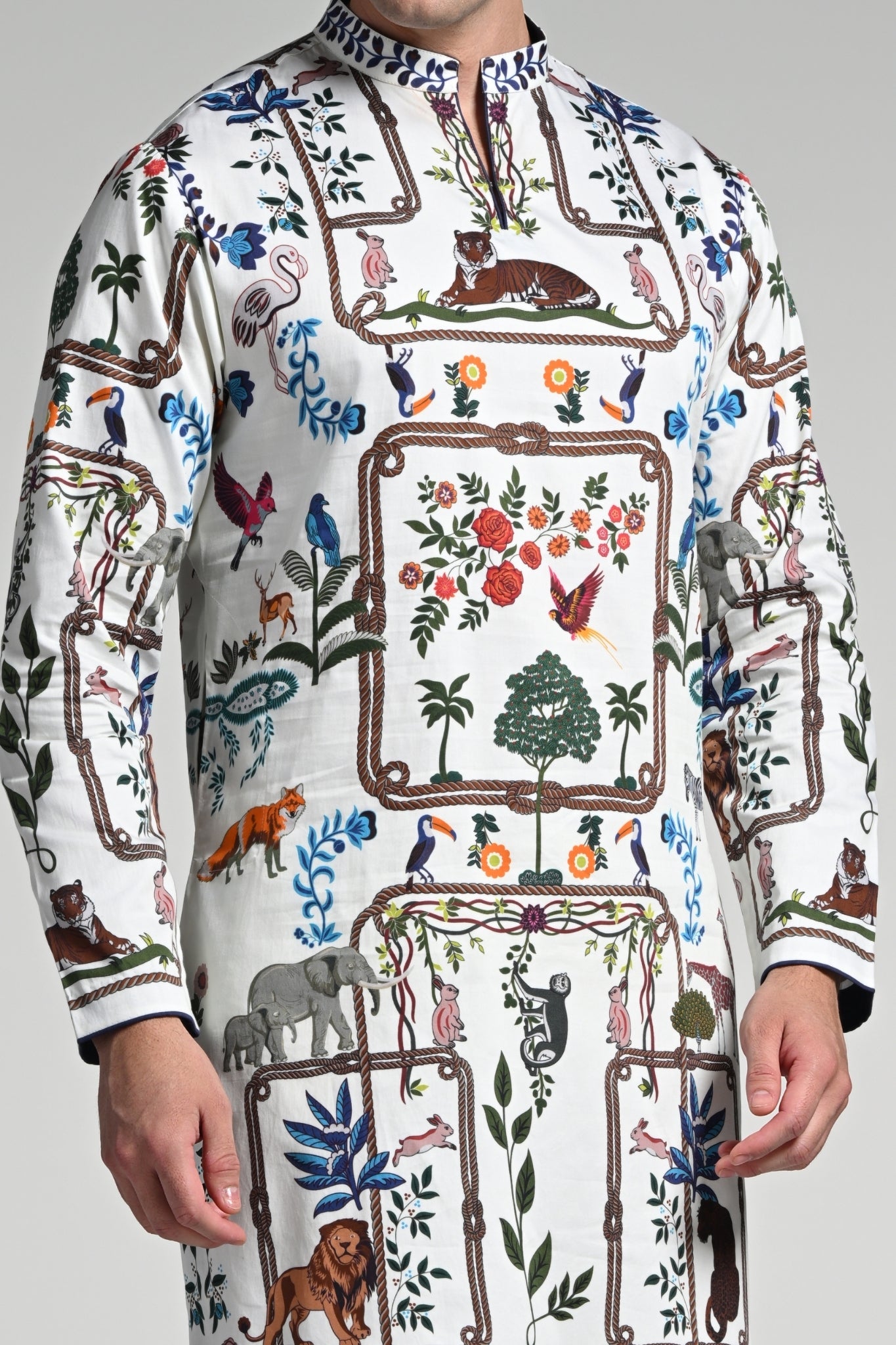 Taroob Tropical Safari Printed Kurta Pajama Set