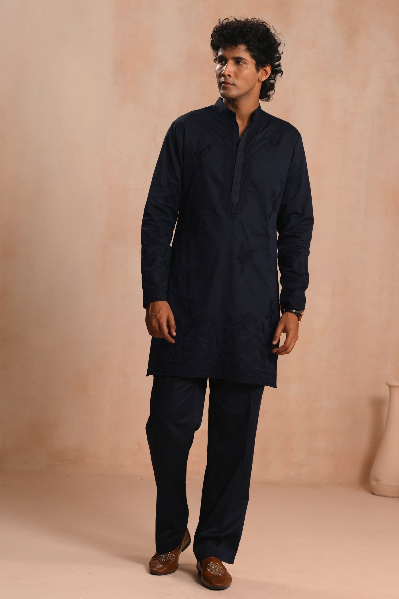 Navy Noir Sozni Kurta Pajama Set