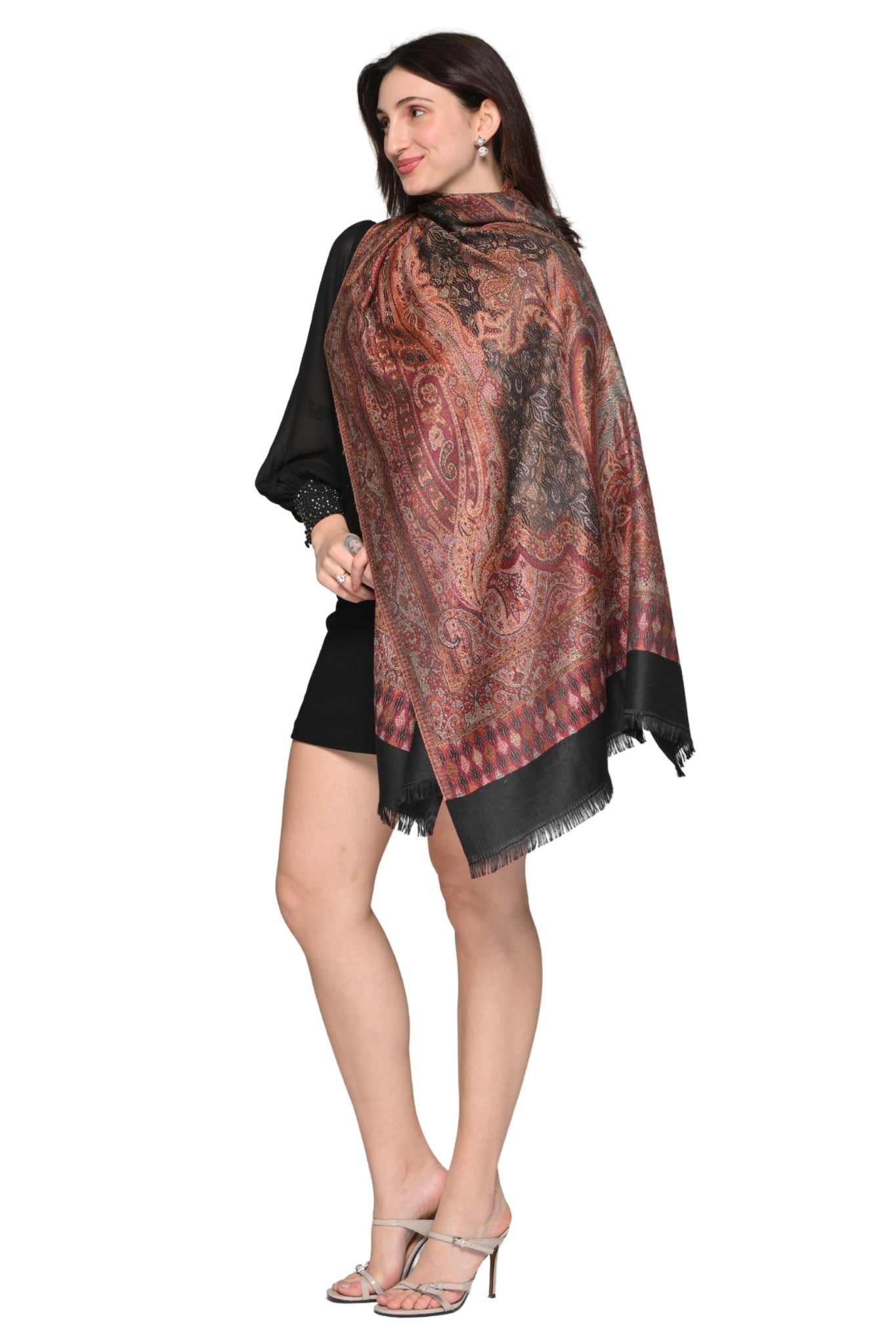 Taroob Faux Pashmina Antique Jamawar Stole