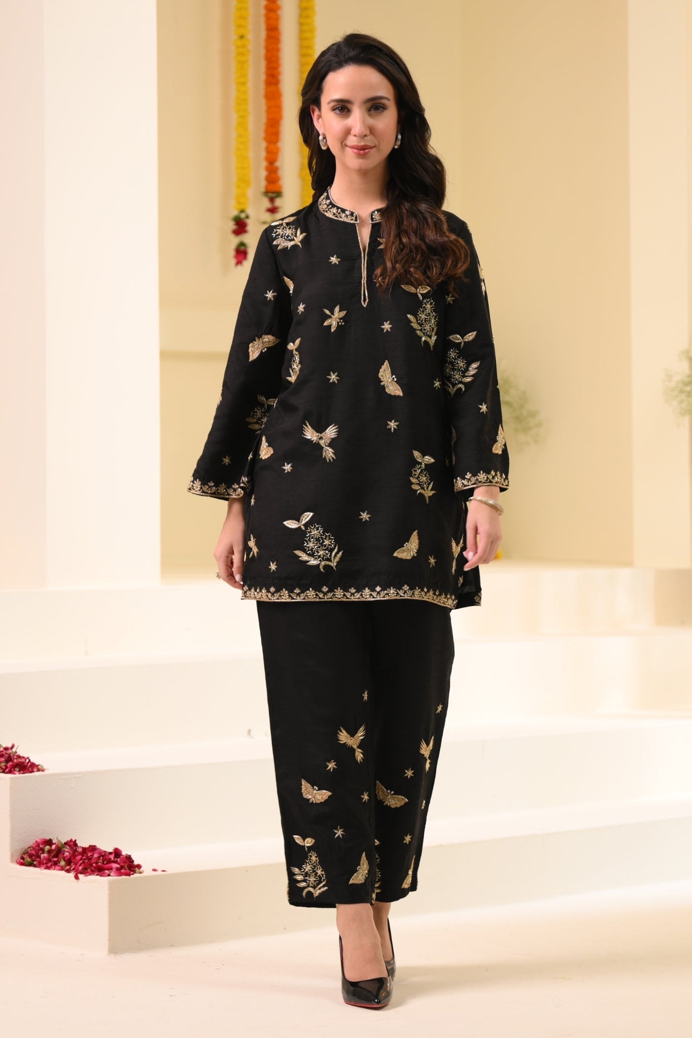 Taroob Flowers & Bugs Hand Embroidered Kurta Set