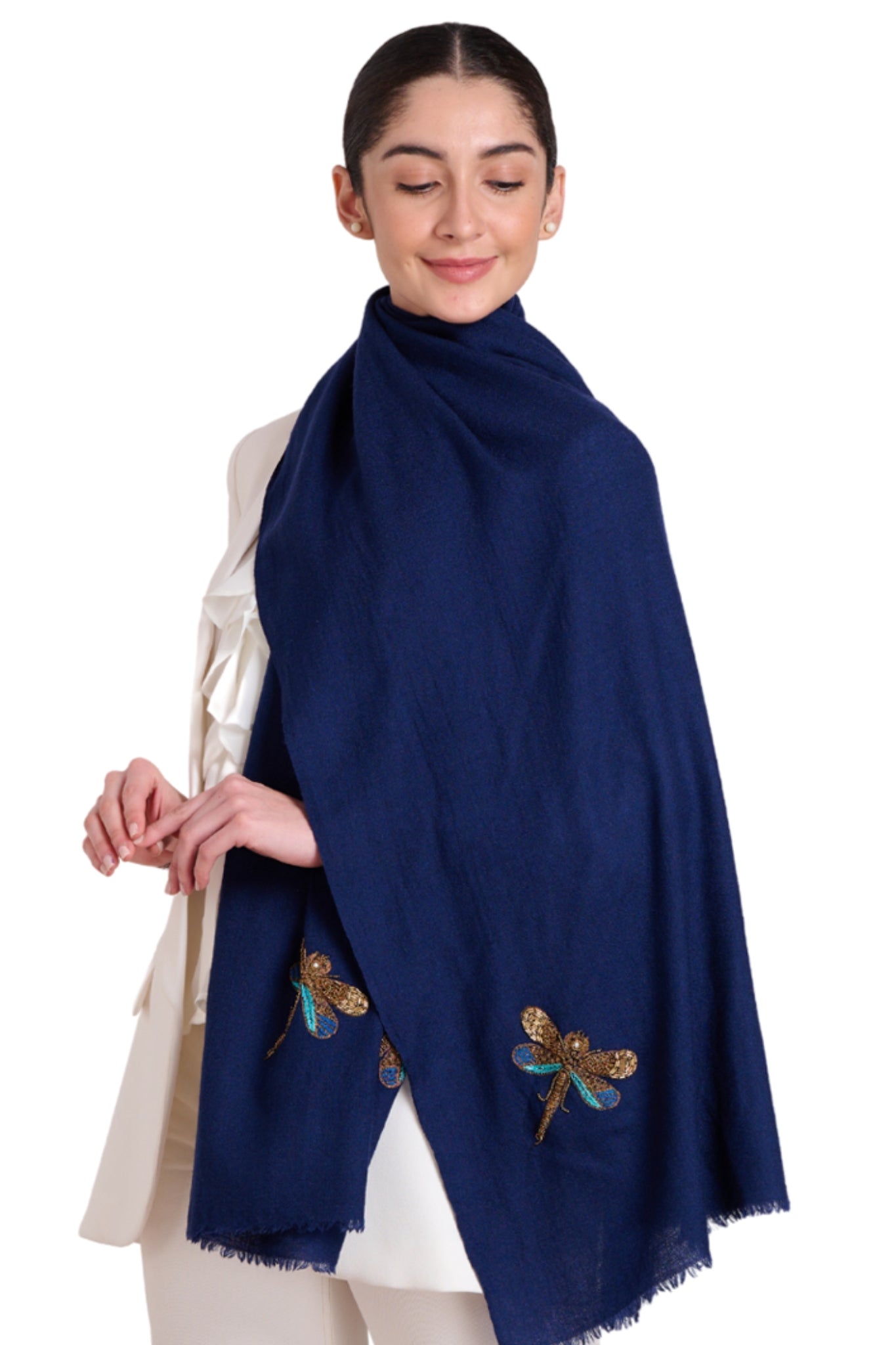 Taroob Gift Set of Hand Embellished Wool Silk Stole for Her