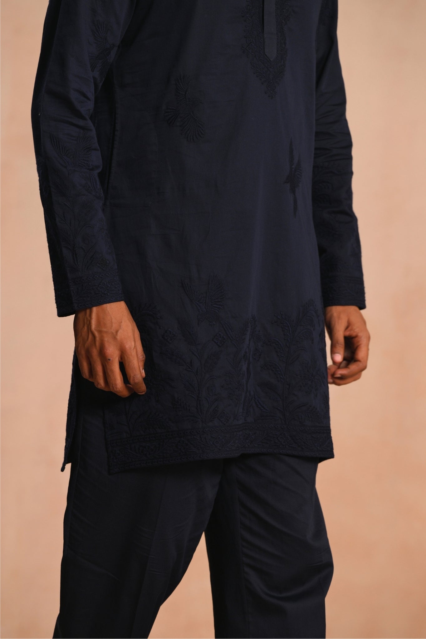 Navy Noir Sozni Kurta Pajama Set