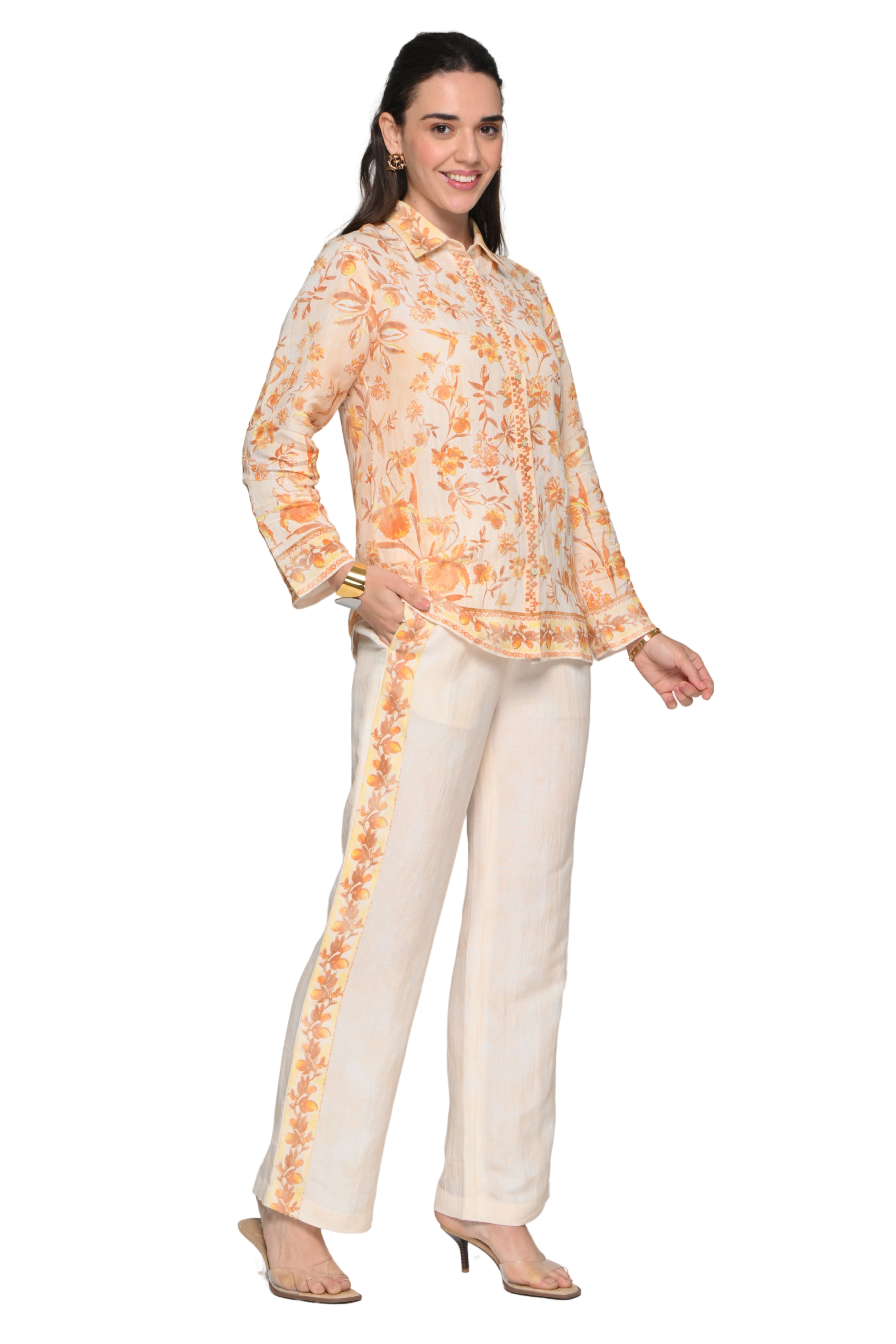 Taroob Mono-tone Garden Rhapsody Linen Co-ord Set