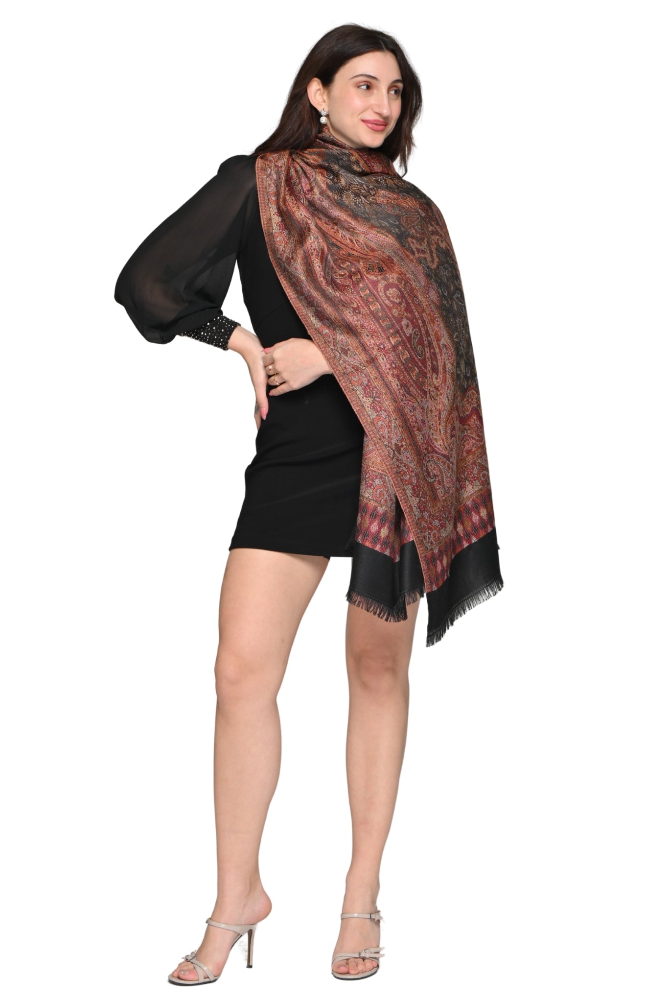 Taroob Faux Pashmina Antique Jamawar Stole