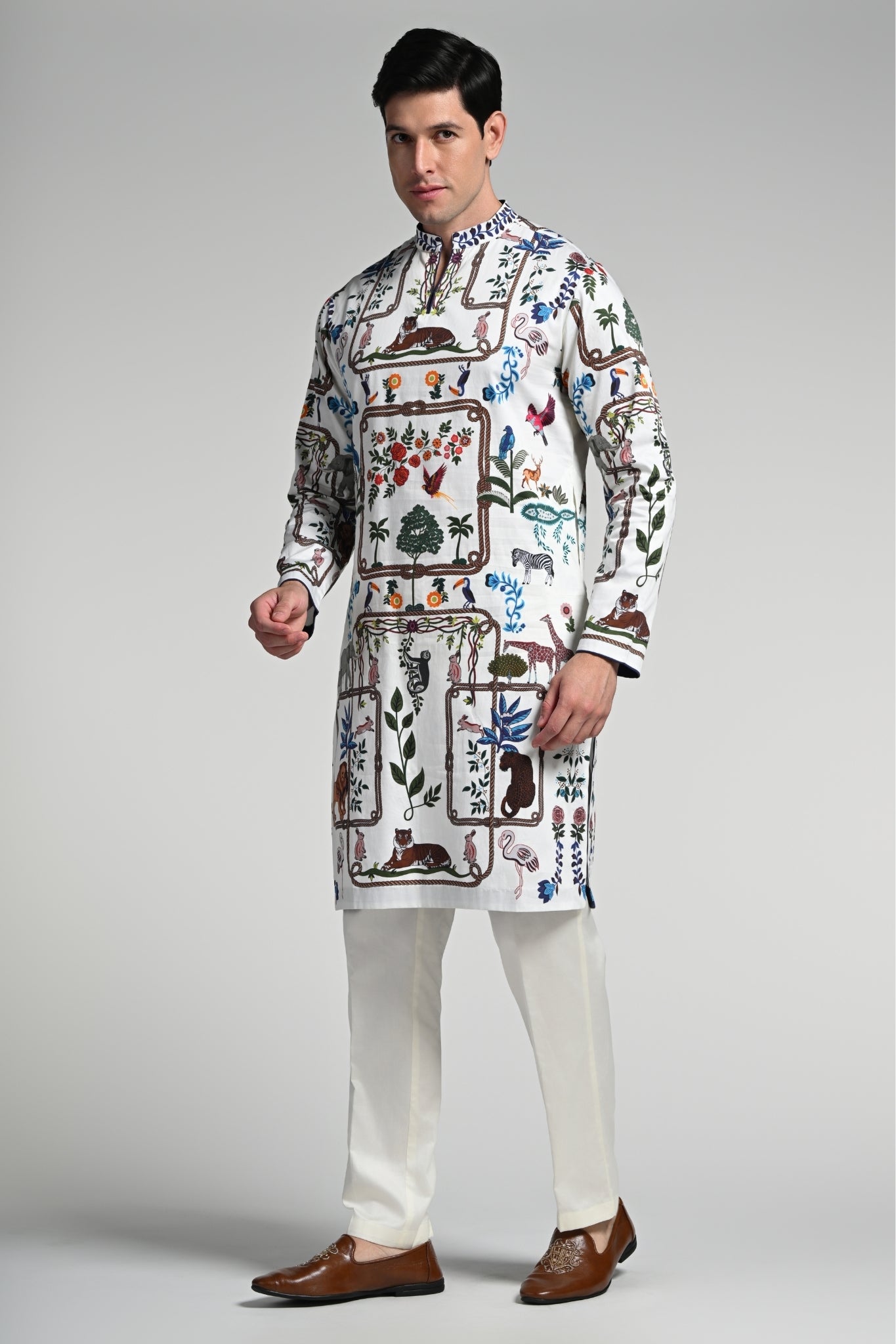 Taroob Tropical Safari Printed Kurta Pajama Set