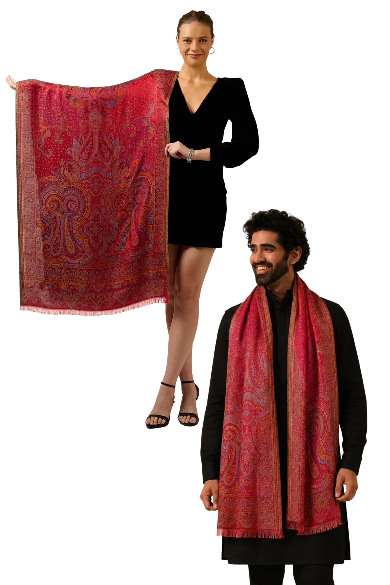 Taroob Gift Set of Paisley Silk Jamawar Stole or Him or Her ( Unisex Stole )