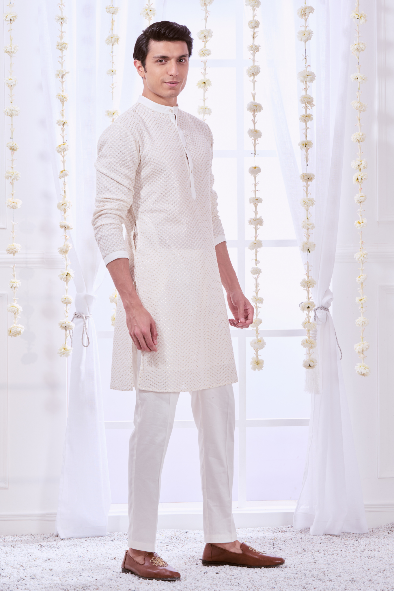 Taroob Classic Sequin Chikankari Kurta Pajama Set