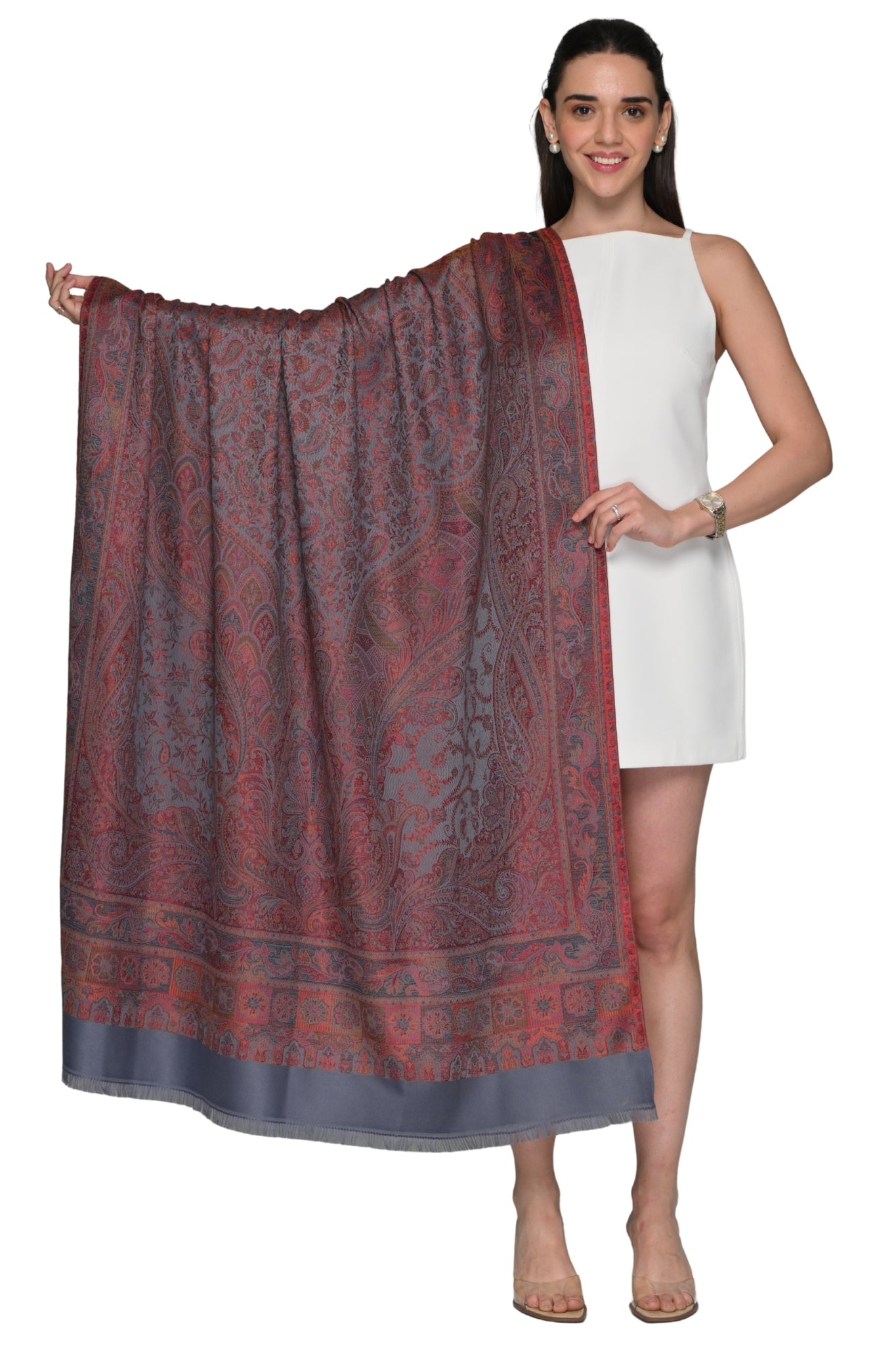 Taroob Faux Pashmina Antique Jamawar Shawl