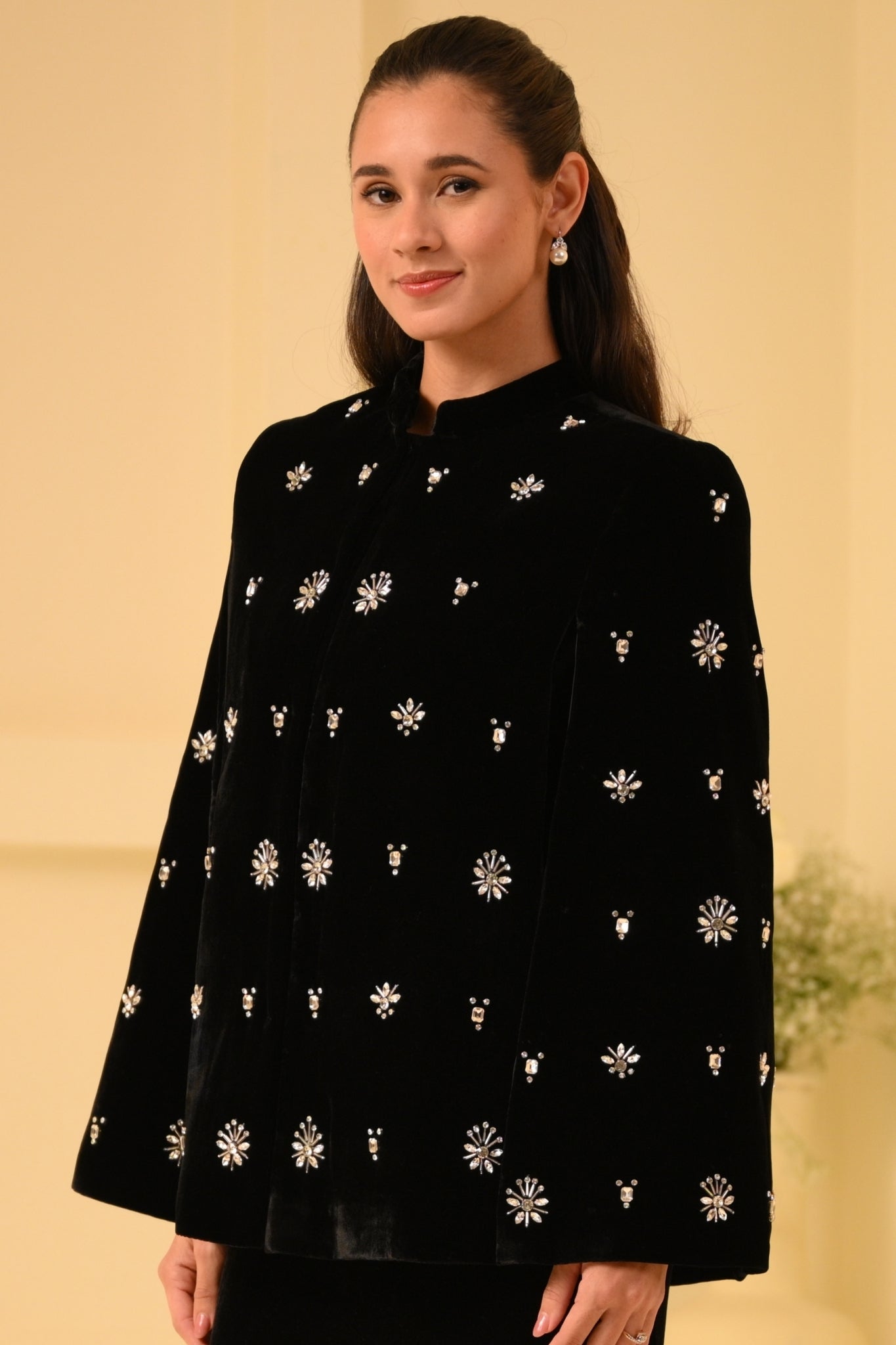 Taroob Crystal Velvet Cape