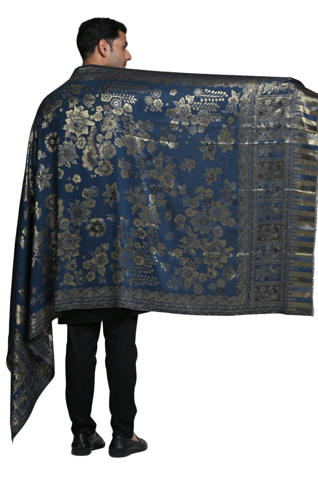 Taroob Wool Floral Resham Reversible Shawl