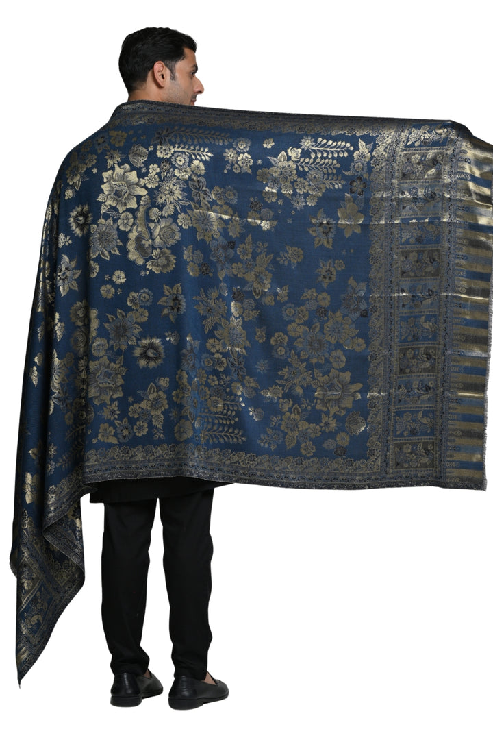 Taroob Wool Floral Resham Reversible Shawl