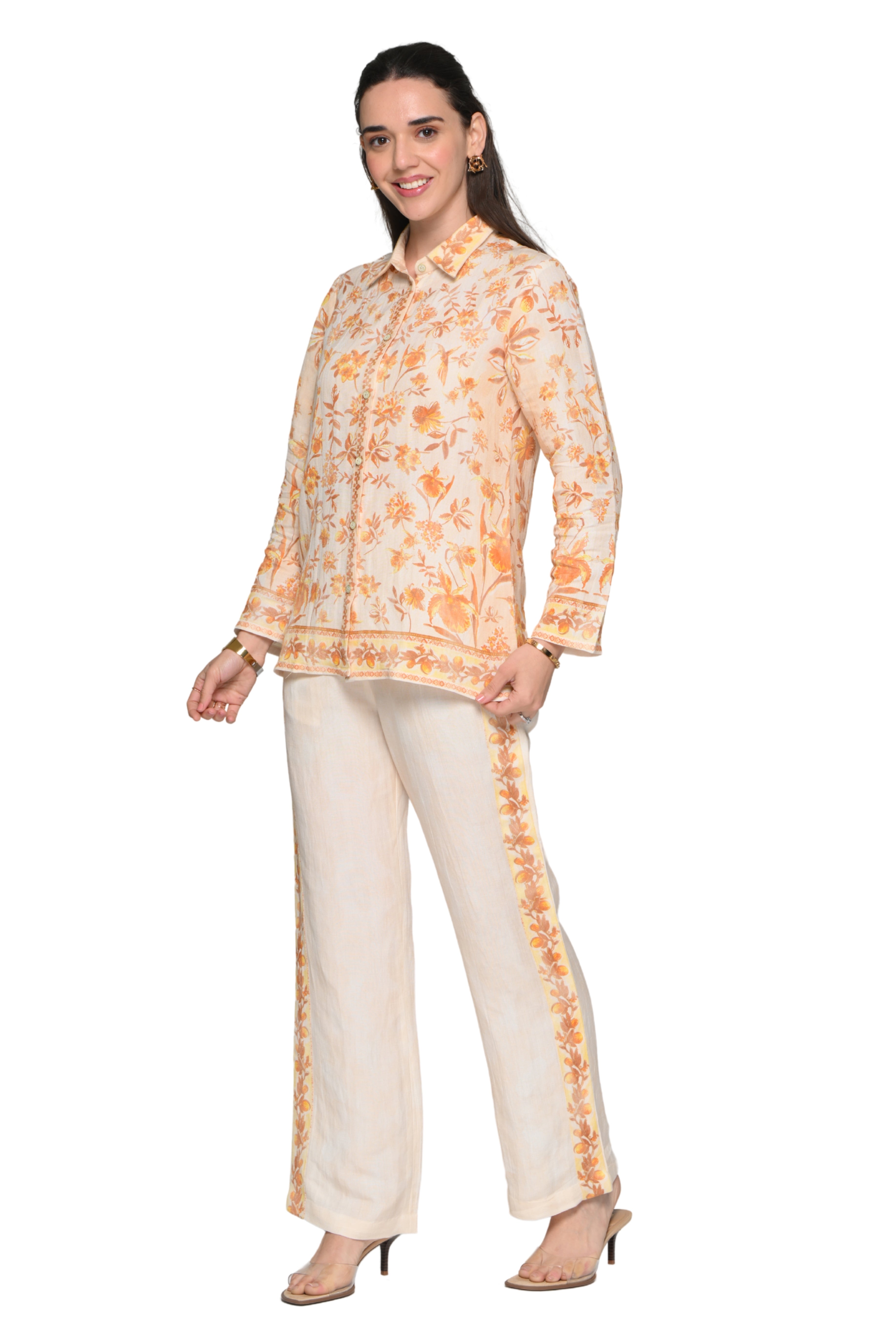 Taroob Mono-tone Garden Rhapsody Linen Co-ord Set