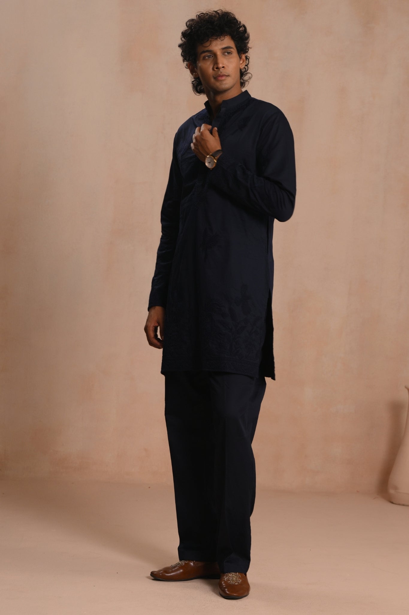 Navy Noir Sozni Kurta Pajama Set