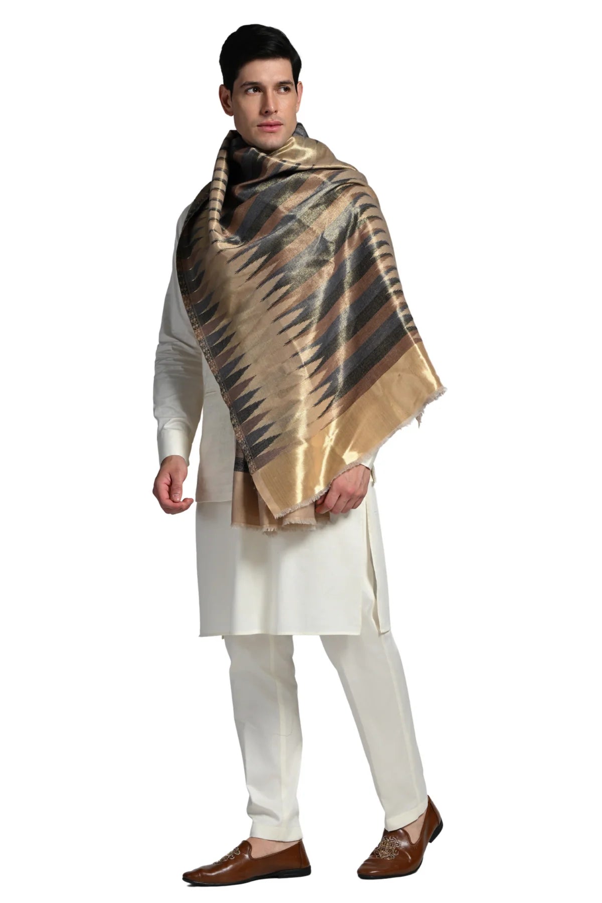 Taroob Couple Gift Set of Ikat Stole for Him & Zari Shawl for Her