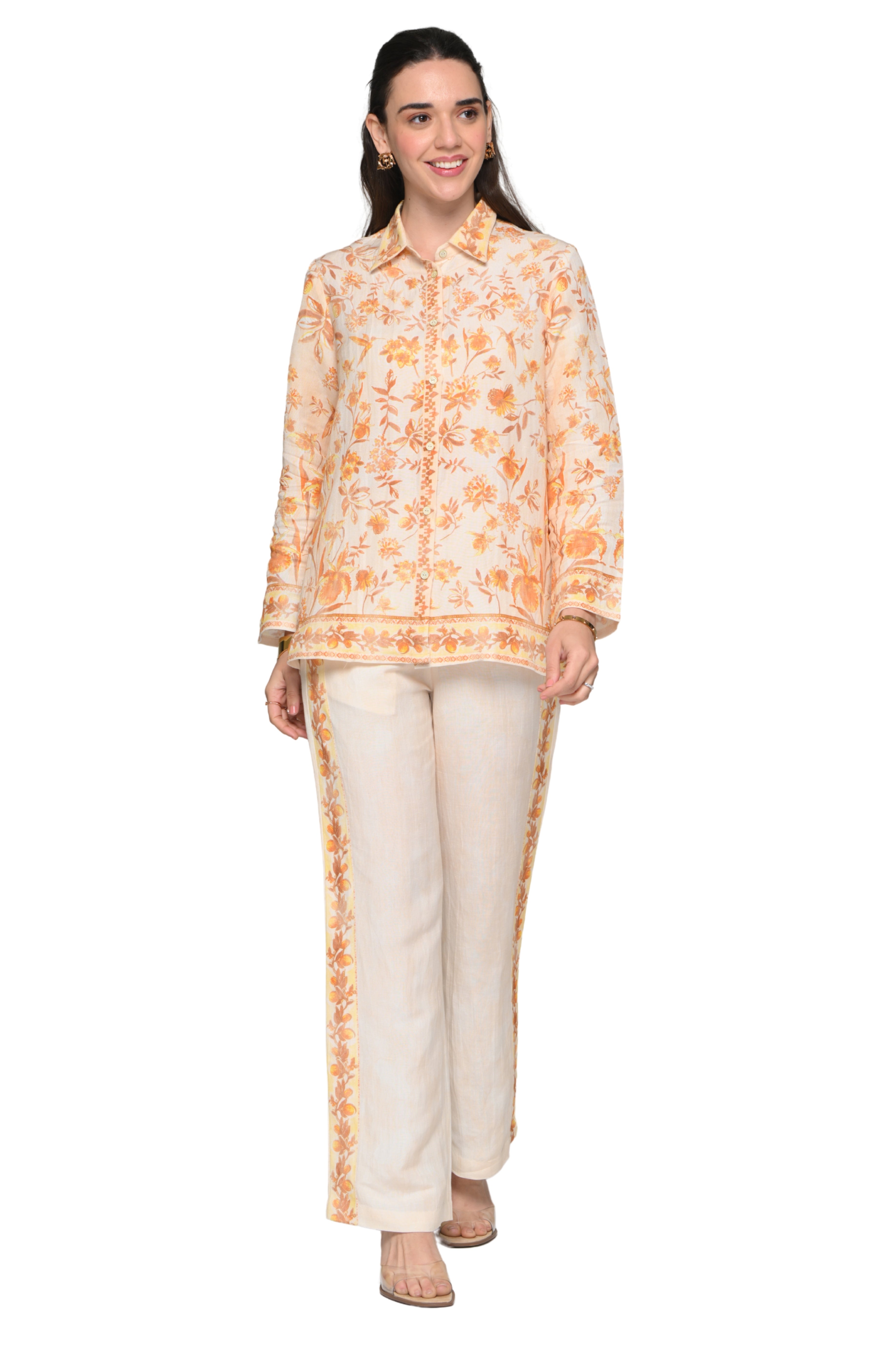 Taroob Mono-tone Garden Rhapsody Linen Co-ord Set