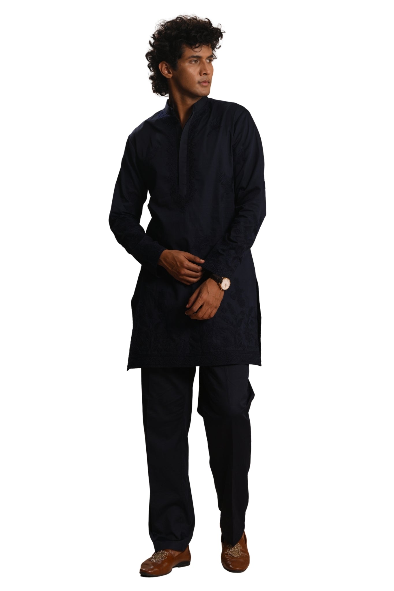 Navy Noir Sozni Kurta Pajama Set