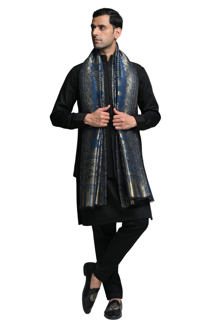 Taroob Wool Floral Resham Reversible Shawl