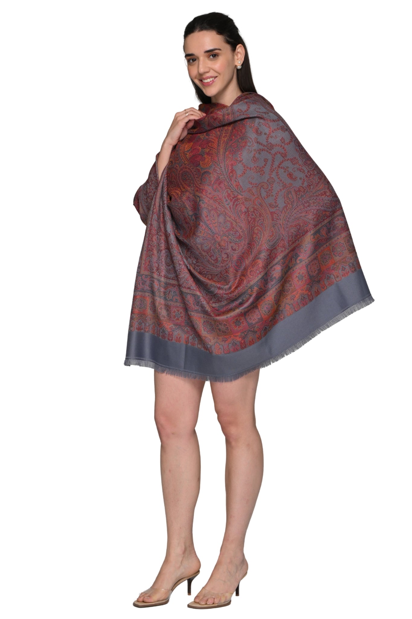 Taroob Faux Pashmina Antique Jamawar Shawl