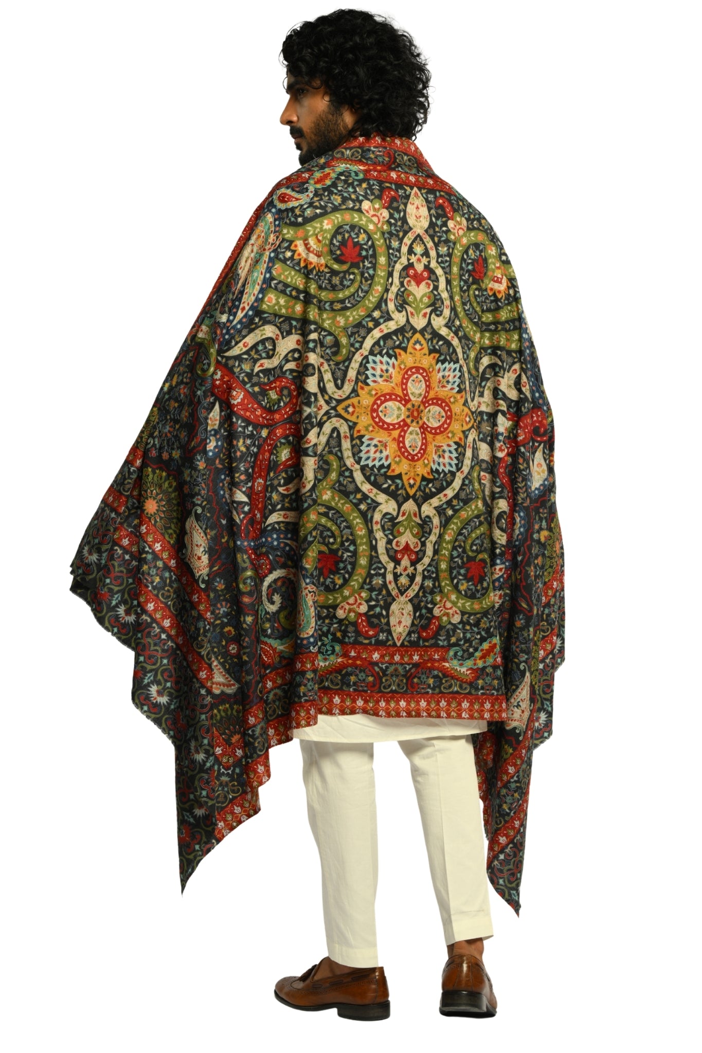 Taroob Noor Kalamkari Paisley Embroidered Shawl