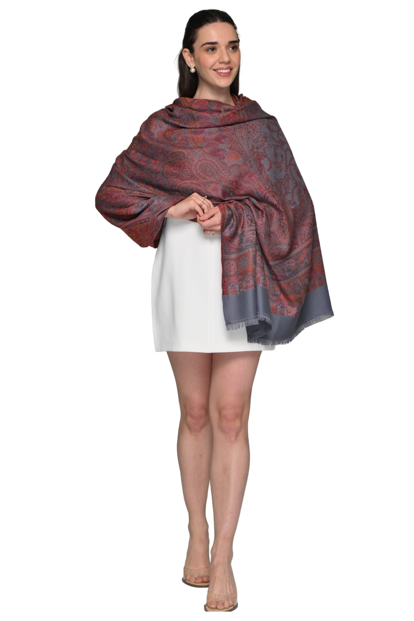 Taroob Faux Pashmina Antique Jamawar Shawl