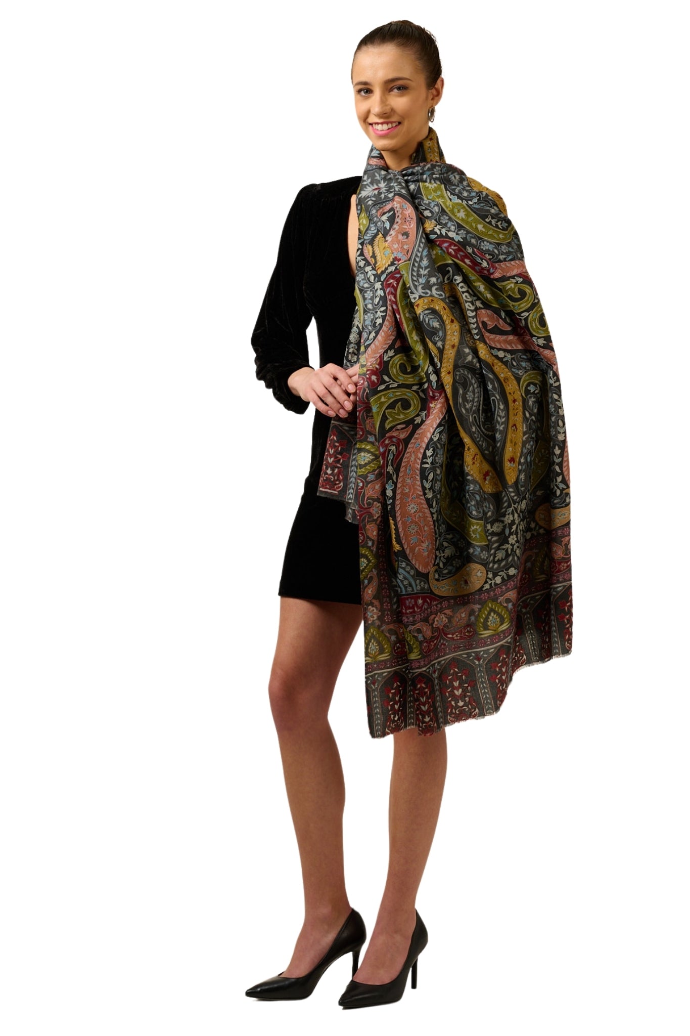 Taroob Ultra Fine Wool Paisley Kalamkari Shawl
