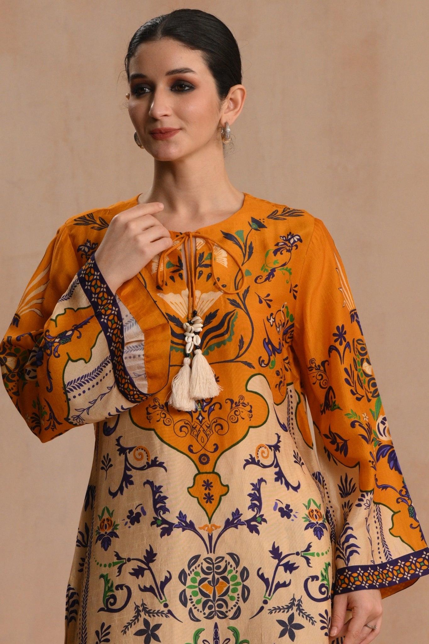 Mustard Gulnaar Heritage Kurta Set Taroob
