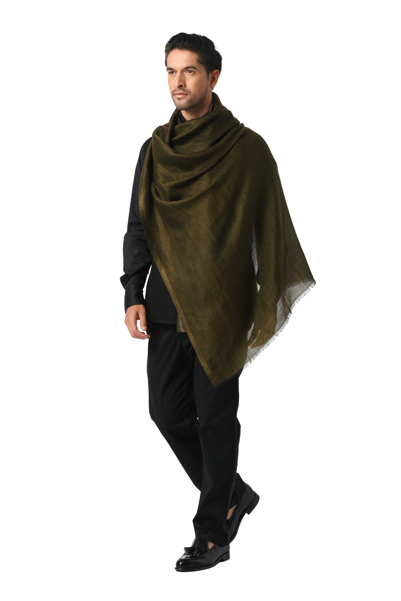 Taroob Men's Solid Reversible Wool Zari Stole