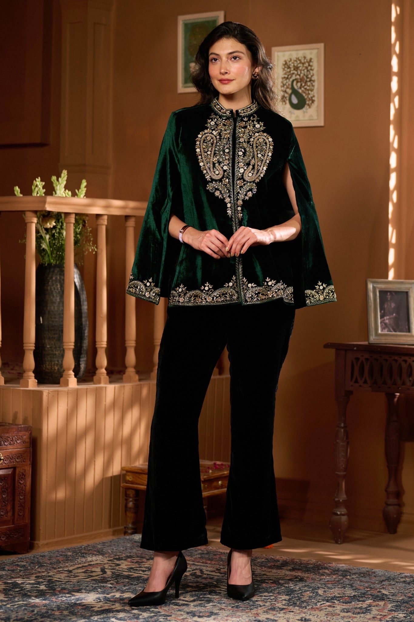 Taroob Velvet  Embroidered Zewar Cape