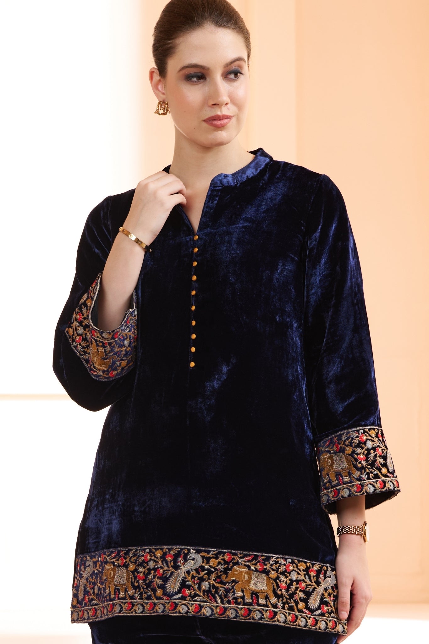 Taroob Velvet Co-ord Set With Embroidered Highlights