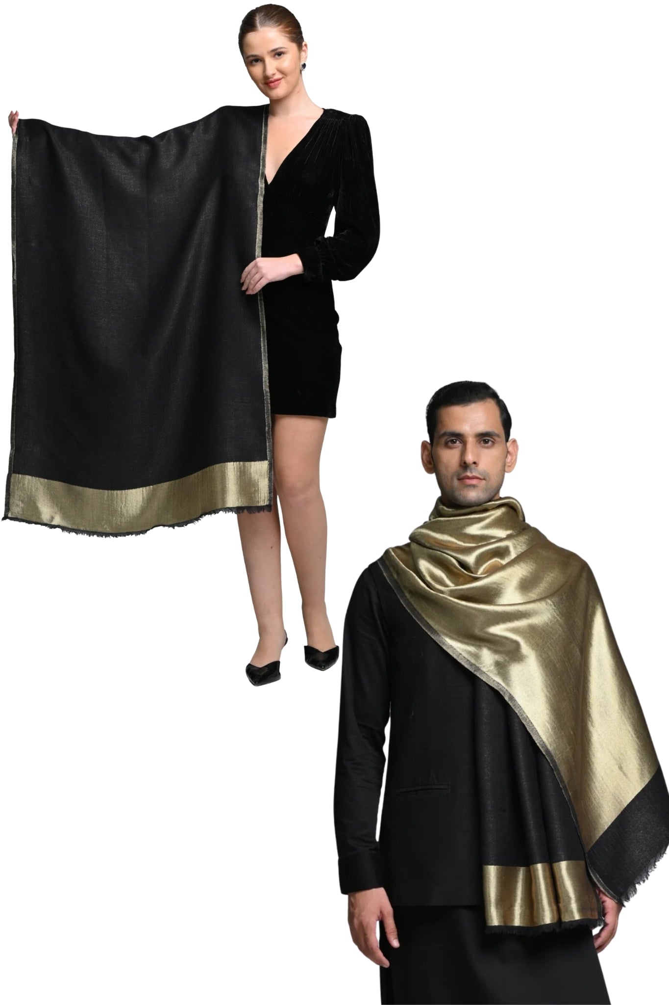 Taroob Gift Set of Unisex Wool Resham Stole for Him or Her