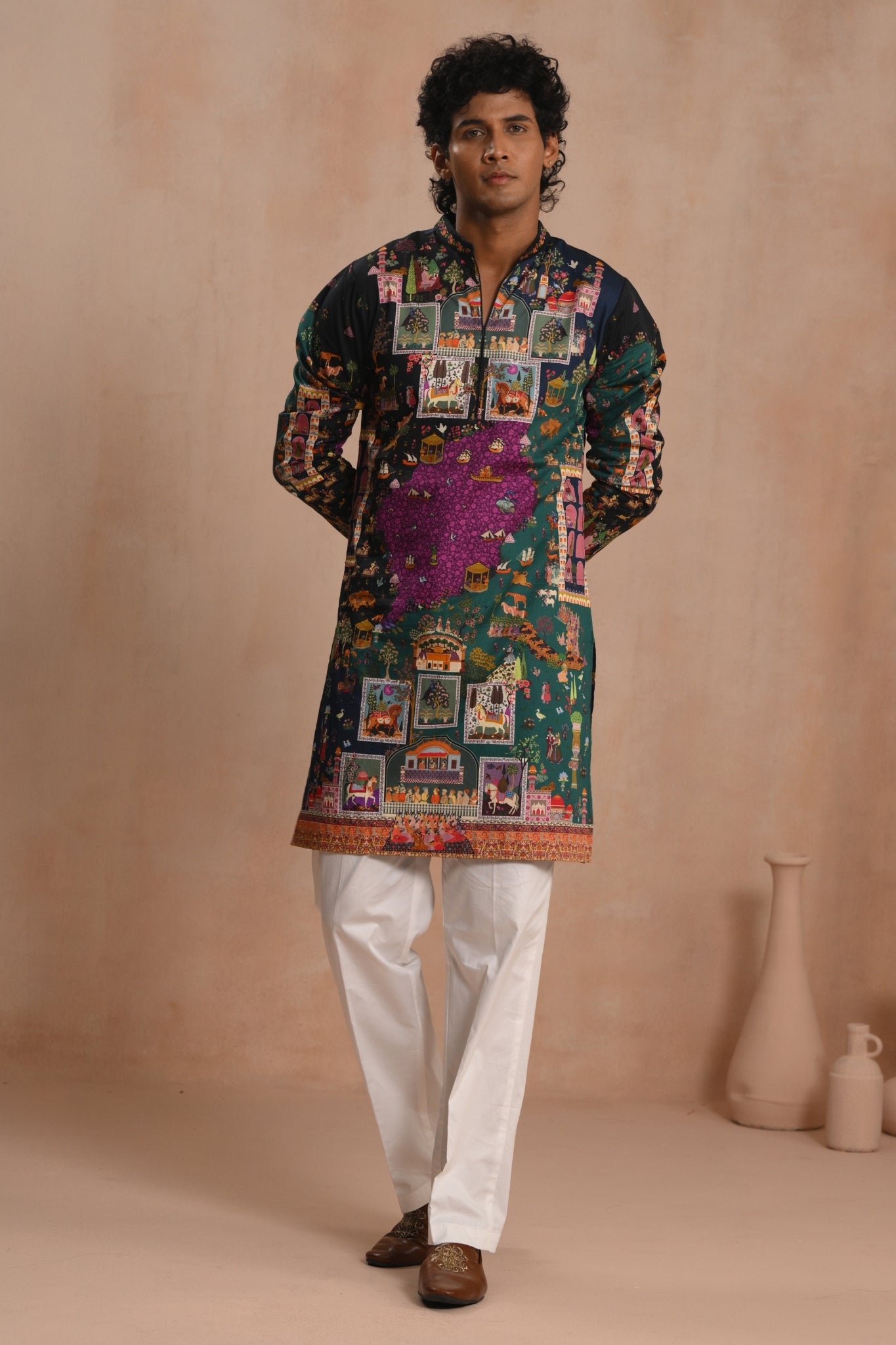 Multicolor Kashirnama Kurta Pajama Set