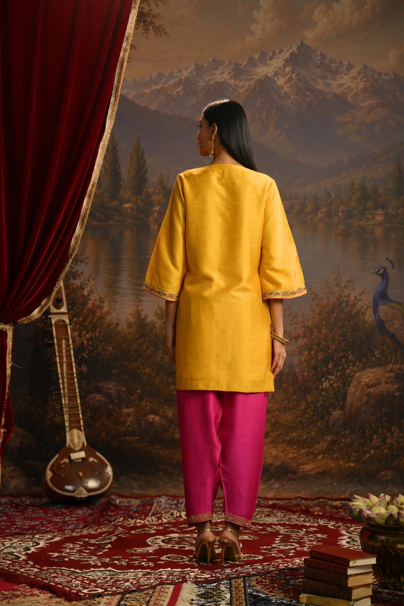 Mustard Zeenat Hand Embroidered Kurta Set Taroob