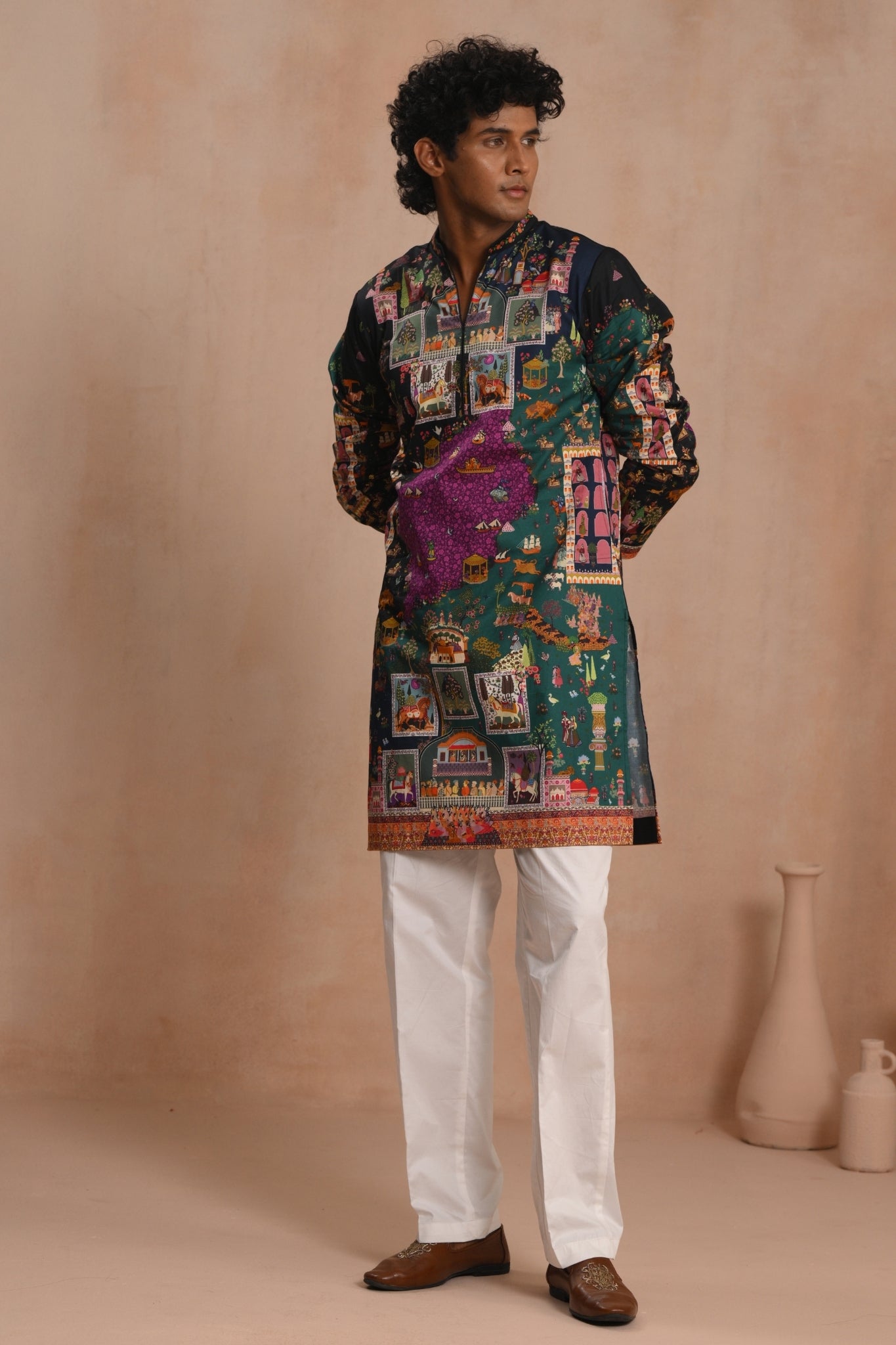 Multicolor Kashirnama Kurta Pajama Set