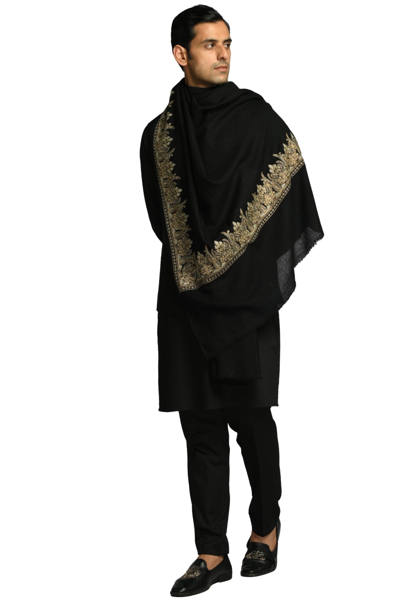 Taroob Signature Tilla Border Wool Shawl