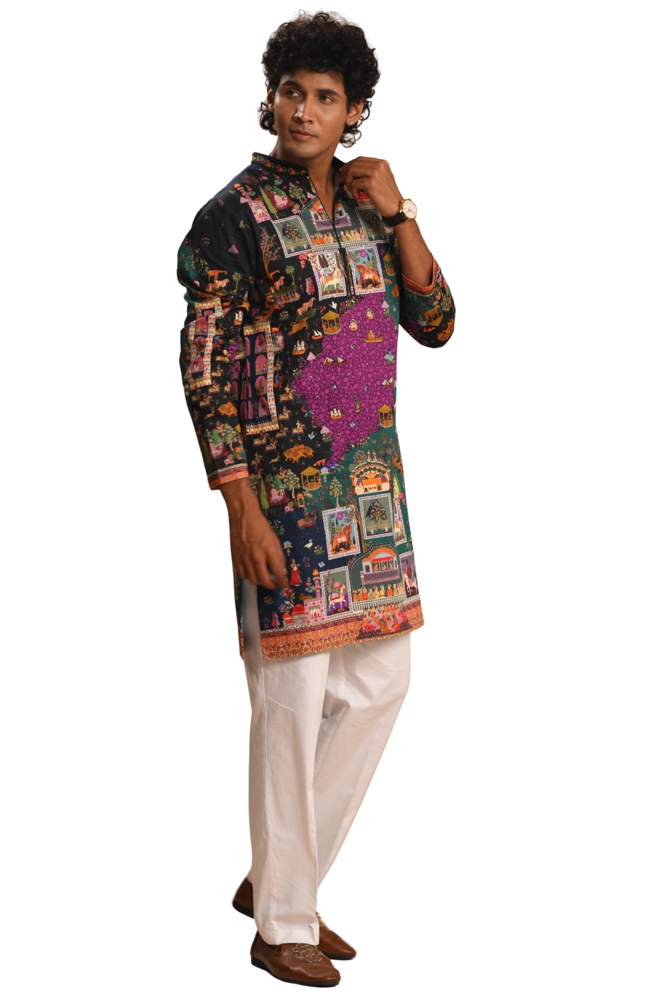 Multicolor Kashirnama Kurta Pajama Set