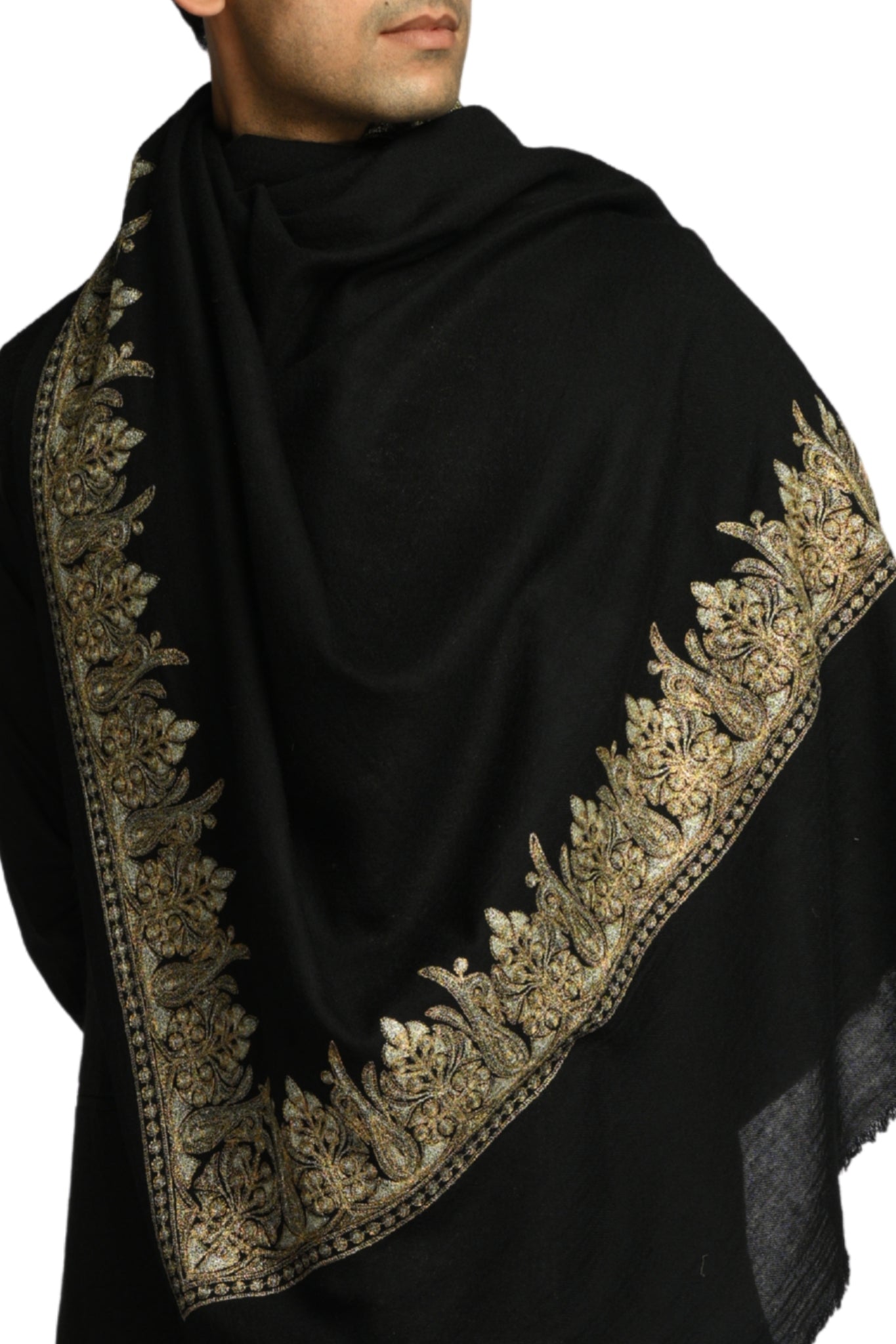 Taroob Signature Tilla Border Wool Shawl
