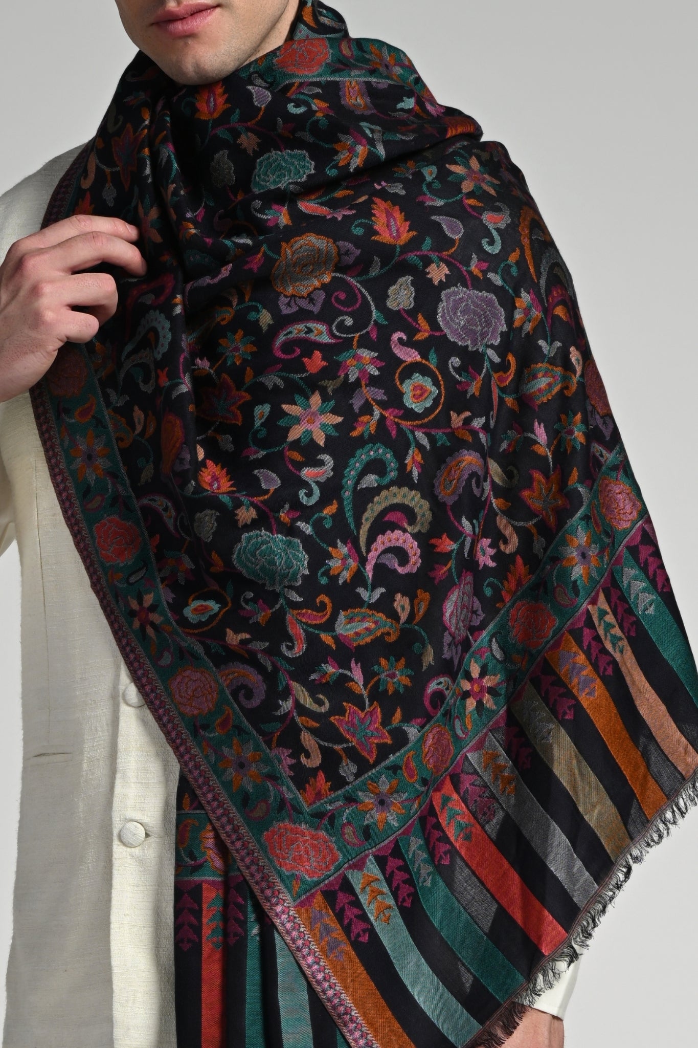 Taroob Gulab-kar Silk Kashmiri Kaani Stole