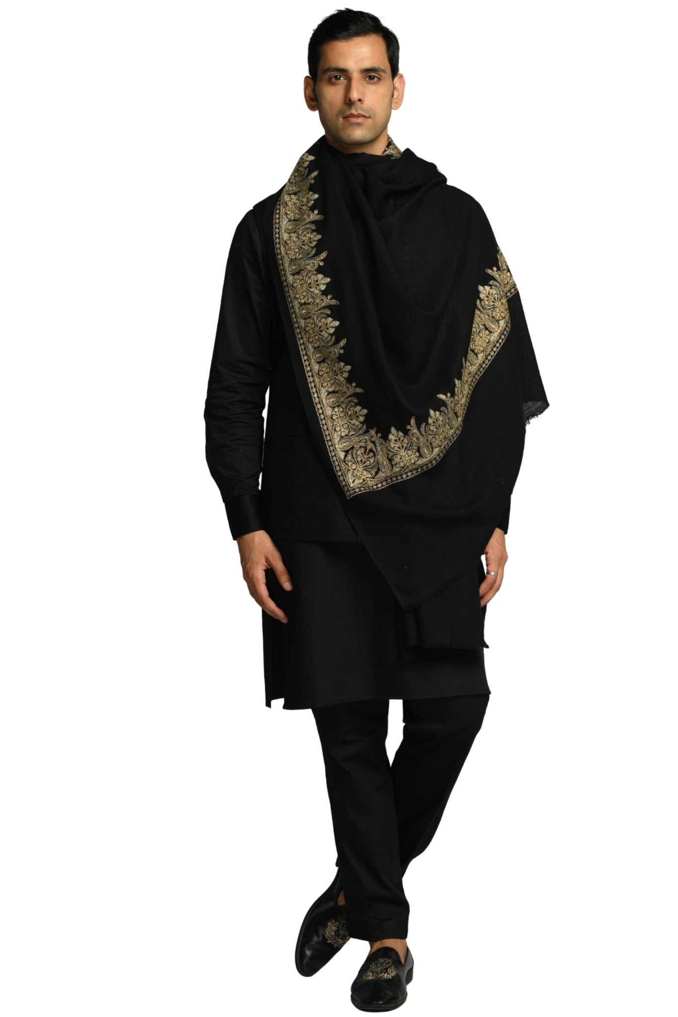 Taroob Signature Tilla Border Wool Shawl