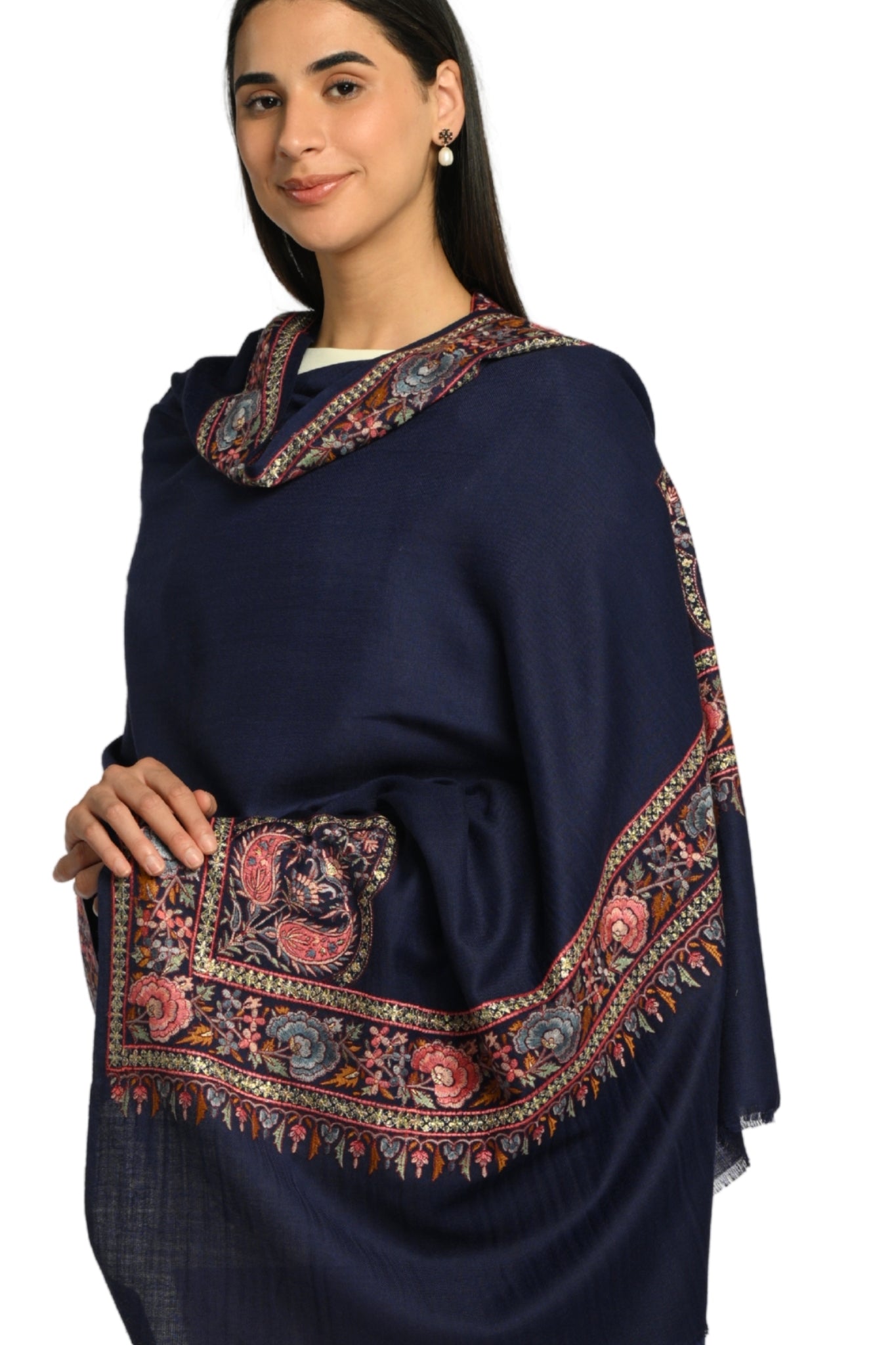 Taroob Sozni Floral Embroiderd Border Shawl